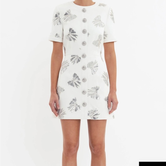 Elegant White Dress with Silver Accents BRAND NEW - Picture 4 of 4